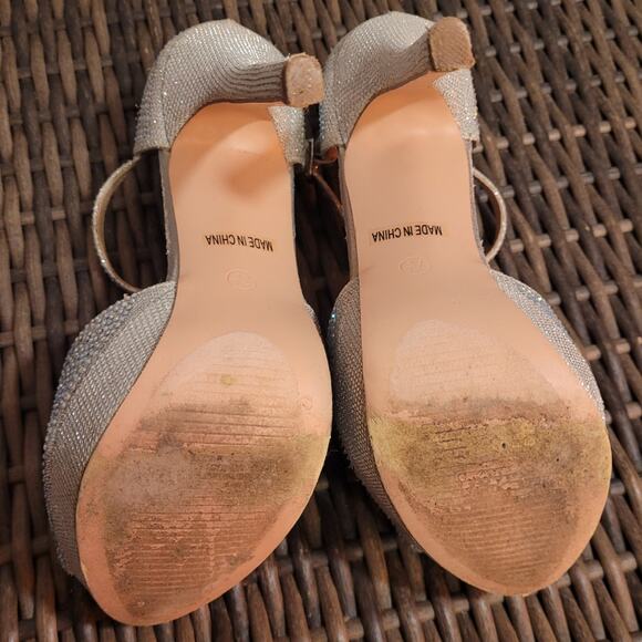 Lauren Lorraine Gail Silver Rhinestone Platform Stiletto Heels 7.5 Glam Party - Picture 6 of 10